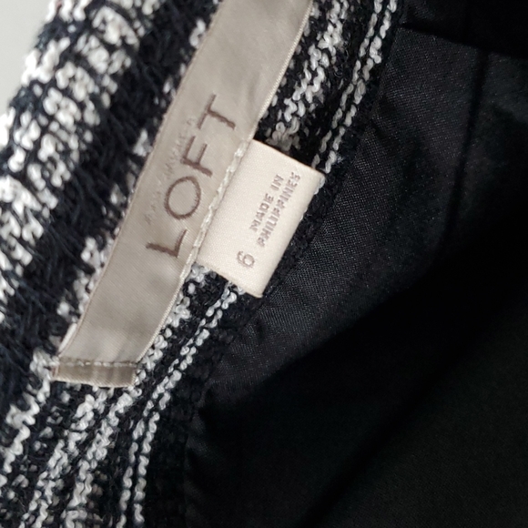 Loft Black/White Tweed with Fringe Skirt, sz 8 - Picture 5 of 8